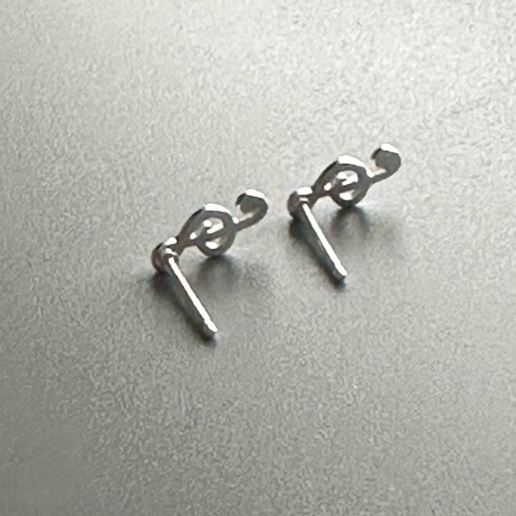 Sterling Silver Treble Clef Tiny Stud Earrings - Picture 6 of 8